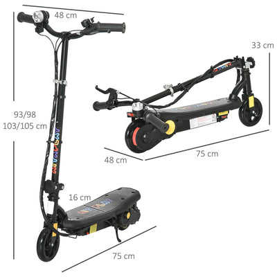 HOMCOM Foldable Electric Scooter, with LED Headlight, for Ages 7-14 Years - Black 