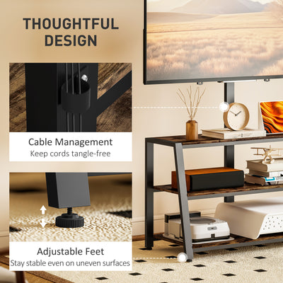 HOMCOM Industrial-Style TV Stand, with 35° Swivel Bracket - Dark Brown 