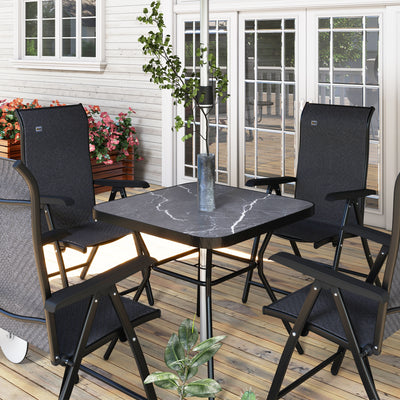 Outsunny Square Outdoor Table, Patio Bistro Coffee Table with Faux-marbled Top and 42mm Umbrella Hole for Garden 