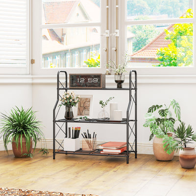 Outsunny 3-Tier Metal Plant Stand, Heavy Duty Ladder Shelf Potted Plants Display Rack, Indoor Outdoor Flower Pot Holder 