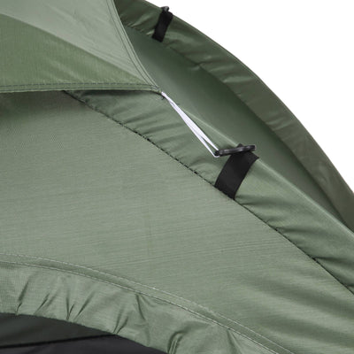 Outsunny 2 Person Camping Tent, Camouflage Tent with Zipped Doors, Storage Pocket, Portable Handy Bag, Dark Green 