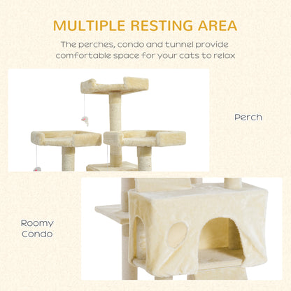 PawHut Cat Tree for Indoor Cats Play Tower Activity Center Kitten Scratch Post Climbing Tower 181 cm 