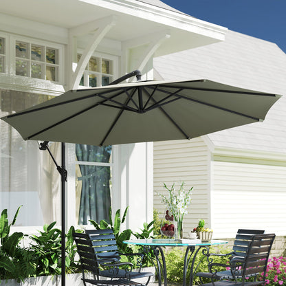 Outsunny 3m Overhanging Cantilever Parasol, with Cross Base - Light Grey 