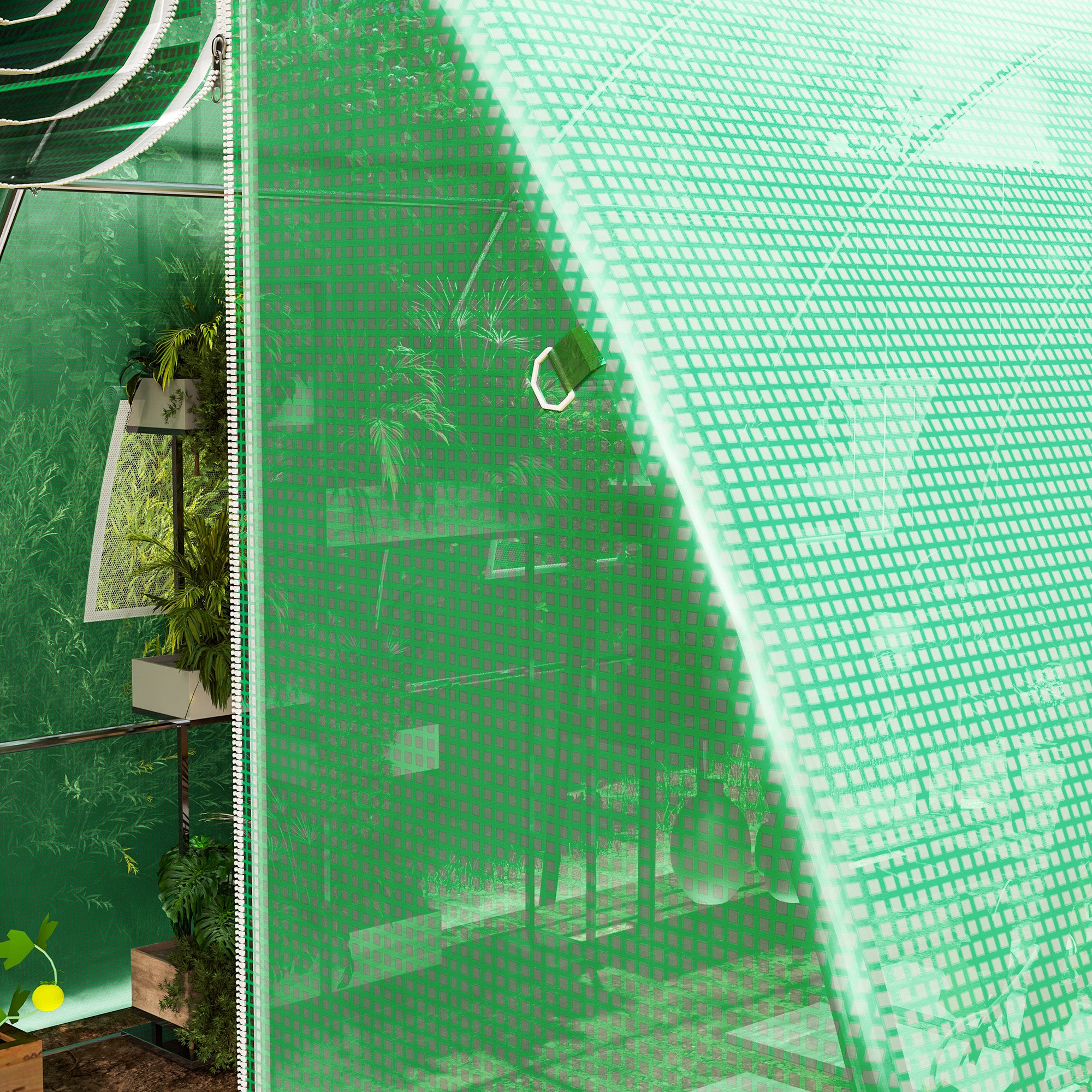 Outsunny 4 x 3 x 2m Polytunnel Greenhouse Replacement Cover ONLY Winter Garden Plant PE Cover for Tunnel Walk-in Greenhouse with Roll-up Windows Door Outdoor, Green