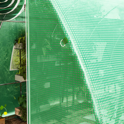 Outsunny 4 x 3 x 2m Polytunnel Greenhouse Replacement Cover ONLY Winter Garden Plant PE Cover for Tunnel Walk-in Greenhouse with Roll-up Windows Door Outdoor, Green 