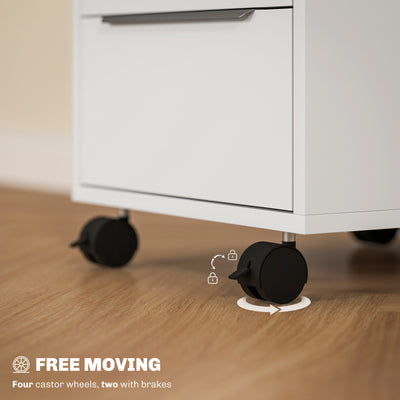 HOMCOM Three-Drawer Locking Filing Cabinet - White 