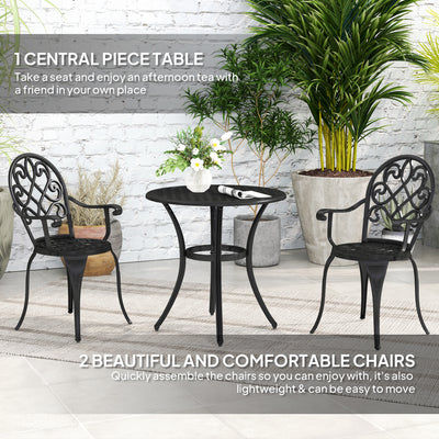 Outsunny Three-Piece Elegant Aluminium Garden Set - Black 