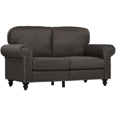 HOMCOM Two-Seater Mid-Century Sofa, with Pocket Springs - Dark Brown 