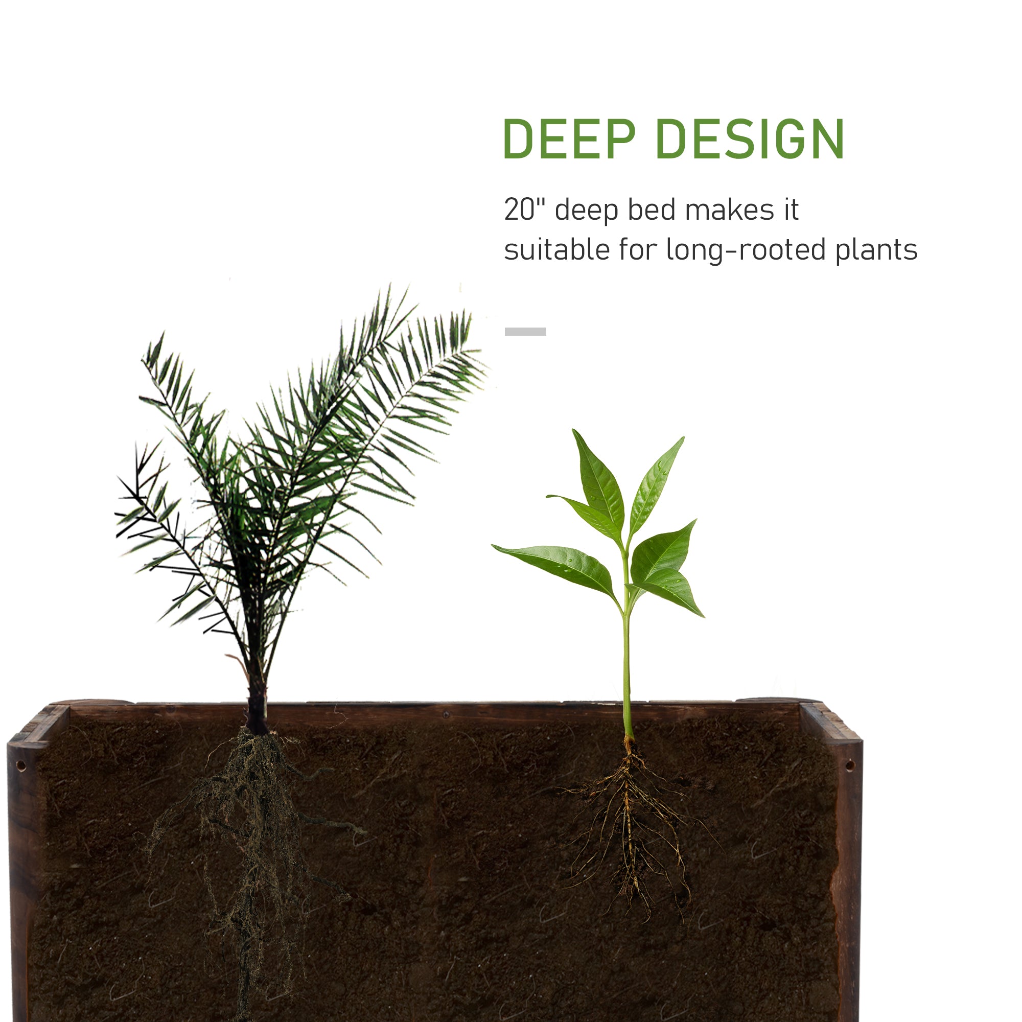 Outsunny Wooden Raised Garden Bed, 120 x 50 x 45cm Elevated Planter Box, Outdoor Flower Bed with Drainage Gaps, Easy Assembly 
