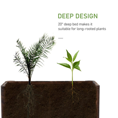 Outsunny Wooden Raised Garden Bed, 120 x 50 x 45cm Elevated Planter Box, Outdoor Flower Bed with Drainage Gaps, Easy Assembly 