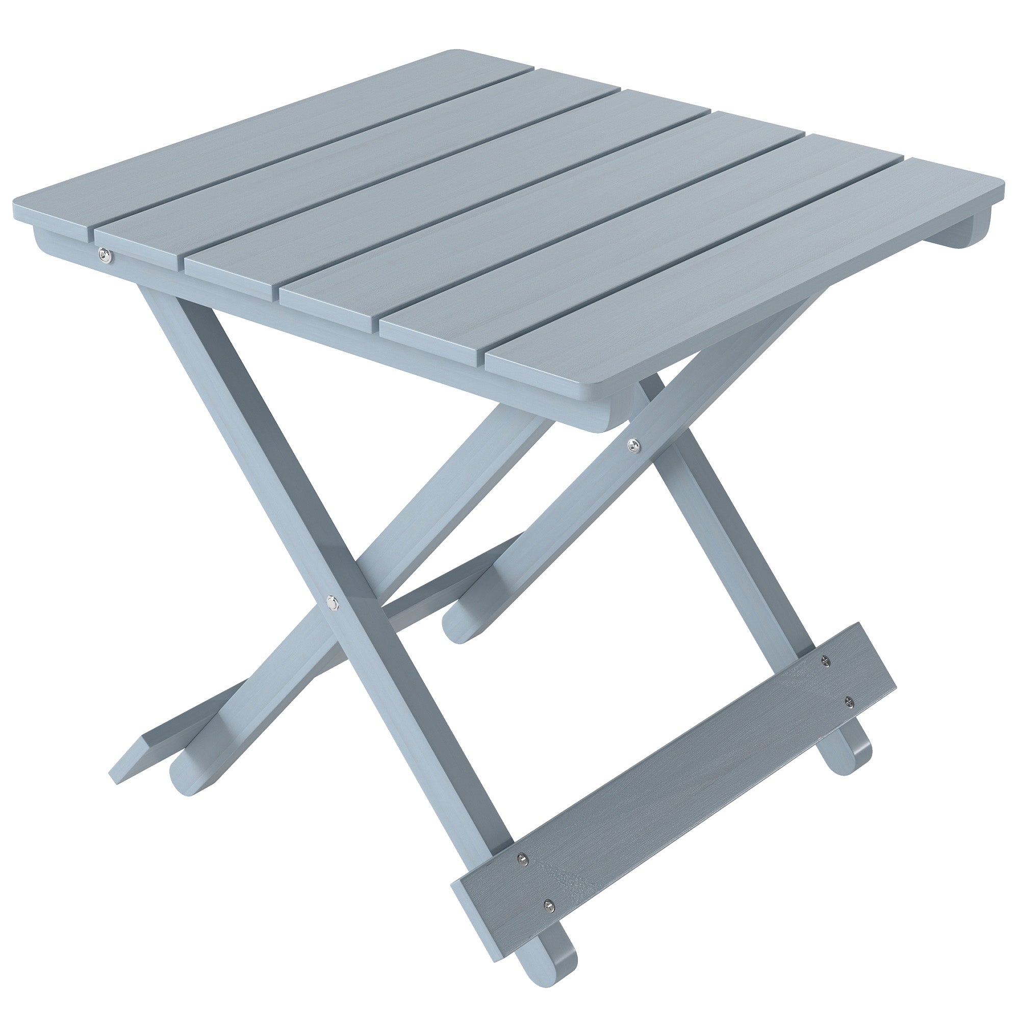 Outsunny Fir Wood Folding Coffee Table, Lightweight Small Garden Table with Slatted Top, Portable Folding Side Table for Balcony 