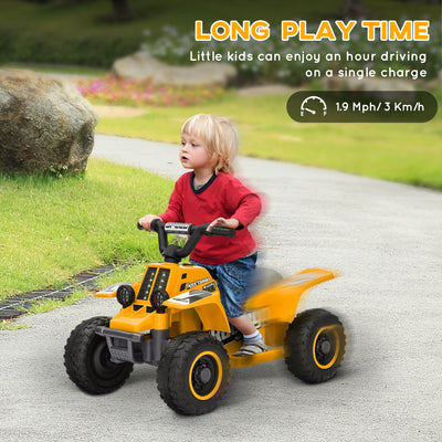 AIYAPLAY 6V Electric Quad Bike for Kids, Ride On ATV w/ Forward Backward, Headlights, for 18-36 Months, Yellow 