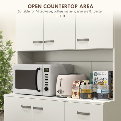HOMCOM Freestanding Kitchen Pantry Storage Cabinet - White 