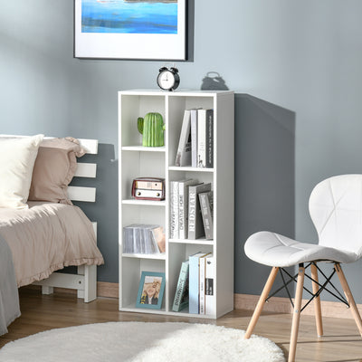 HOMCOM Seven-Cube Bookcase - White Wood Effect 