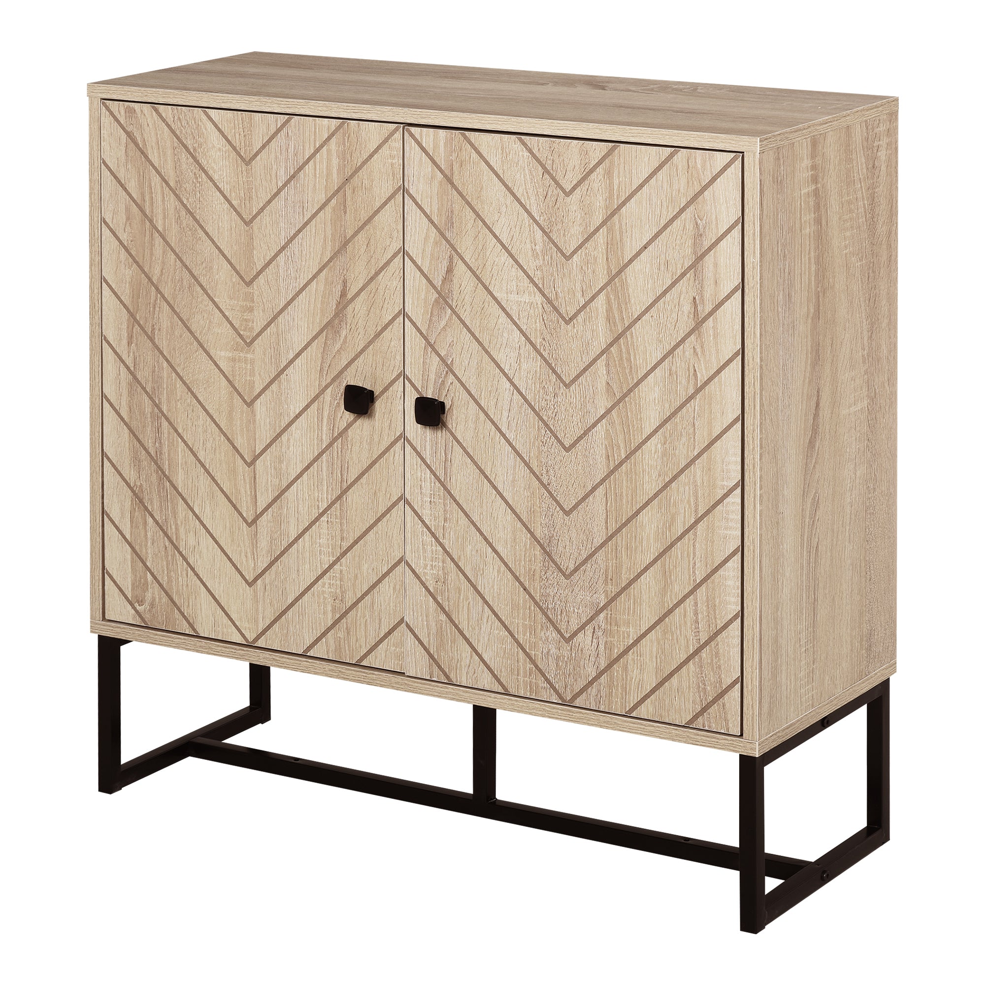 HOMCOM MDF 2-Tier Storage Cabinet Steel Frame Handles Tabletop Unique Home Style Organiser, 80H x 80L x 29.5Wcm-Oak 