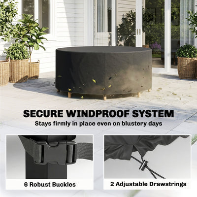 Outsunny Round Garden Furniture Cover, Waterproof Garden Table Cover, 420D Heavy Duty Oxford for Outdoor, Dia.214 x 70 cm, Black 