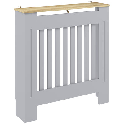 HOMCOM Heater Cover, Radiator Cover Slatted Painted MDF Lined Grill Grey, 78L x 19W x 81H cm