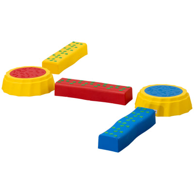 Outsunny Five-Piece Kids Stepping Stones and Balance Bridge w/ Non-Slip Surface & Bottom. for Toddlers - Multicoloured 