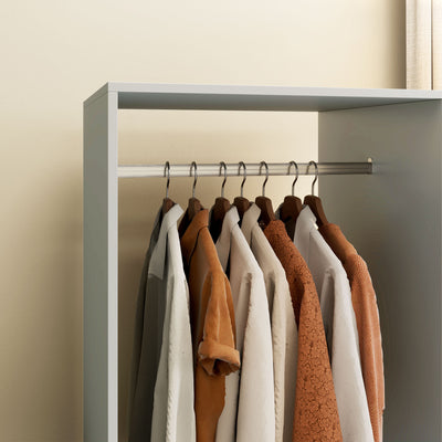 HOMCOM Open Wardrobe for Bedroom, Small Wardrobe on Wheels with Clothes Rail, Storage Shelves, Mobile Garment Rack for Clothes Storage, Cloakroom, Hallway, Grey 