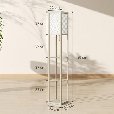 HOMCOM Three-Shelf Standing Lamp - Oak/White 