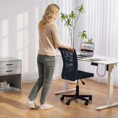 Vinsetto Computer Desk Chair, Mesh Office Chair with Adjustable Height and Swivel Wheels, Armless Study Chair, Dark Grey 