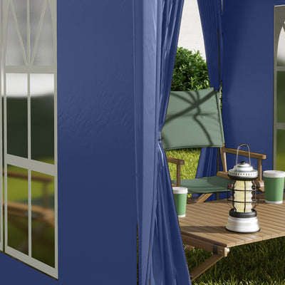 Outsunny 2 x 2 m Garden Pop Up Gazebo, Wedding Party Tent Marquee, Water Resistant Awning Canopy with Sidewalls, Windows, Carry Bag, Blue 