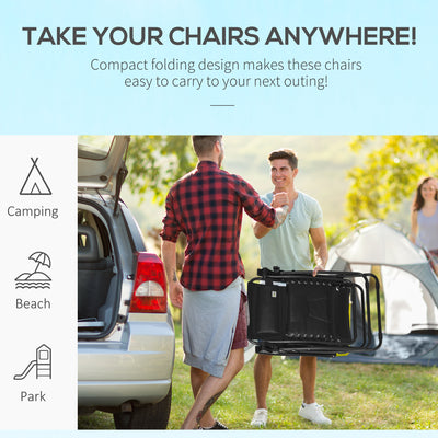 Outsunny Zero Gravity Lounger Chair Set of 2, Folding Reclining Patio Chair with Padded Seat, Cup Holder, Soft Cushion and Headrest for Poolside, Camping, Black 