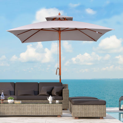 Outsunny 3 x 3 (m) Garden Umbrella, Large Parasol, Outdoor Sunshade Canopy with Double Tier, Grey 