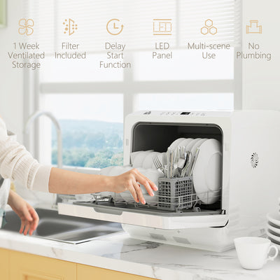 HOMCOM Multi-Program 6L Tabletop Dishwasher 