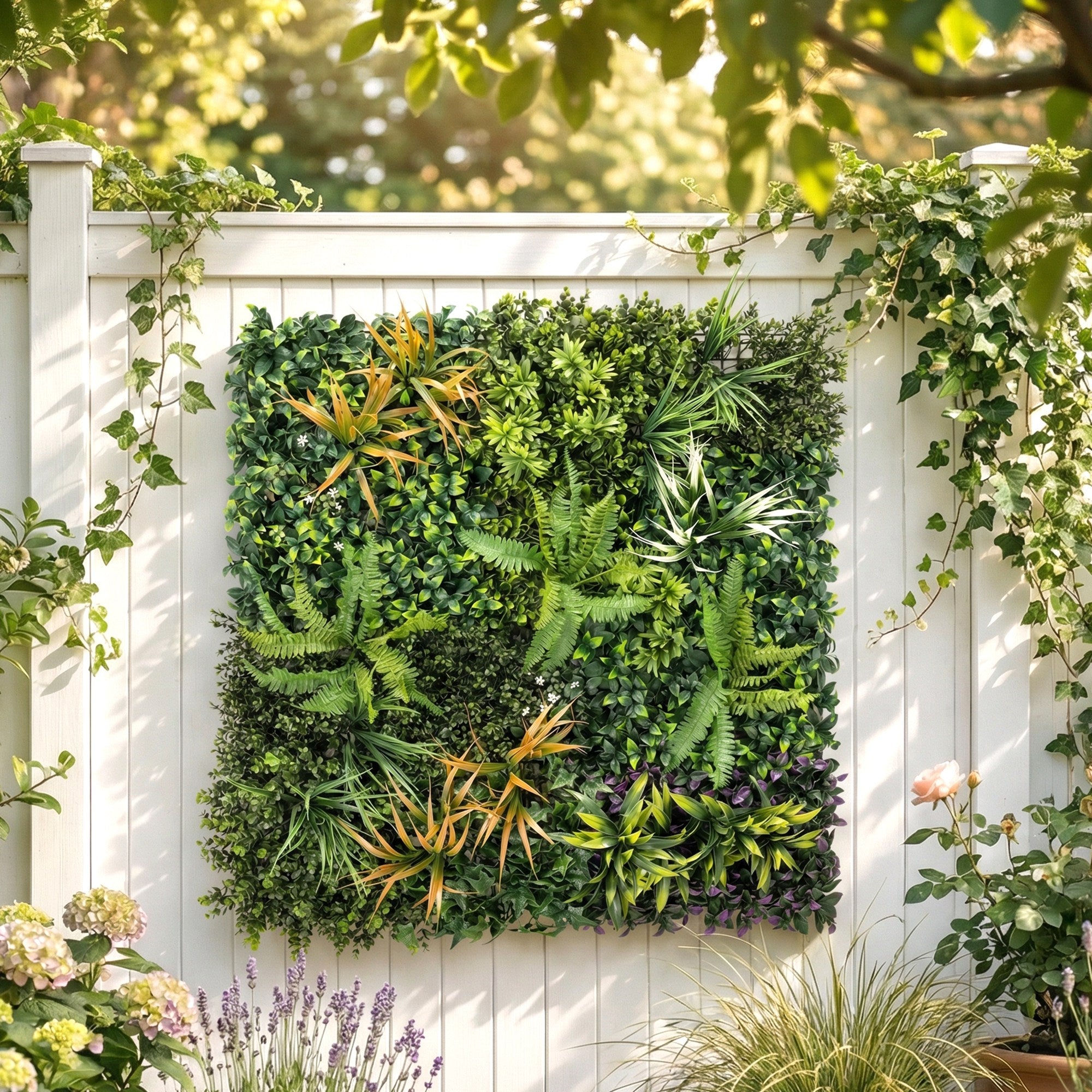 Outsunny Grass Wall Panels, 100 x 100 cm Artificial Grass Wall Decor with Tie Connectors, Greenery Backdrop Panels, Green 