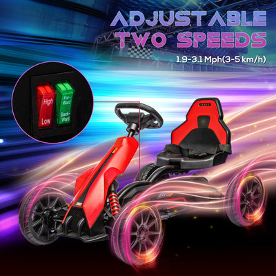 HOMCOM 12V Electric Go Kart for Kids, Ride-On Racing Go Kart with Forward Reversing, Rechargeable Battery, 2 Speeds, for Boys Girls Aged 3-8 Years Old - Red 