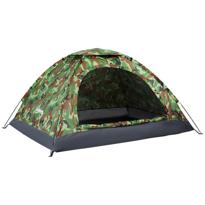 Outsunny 2 Person Camping Tent, Dome Tent with Zipped Doors, Storage Pocket, Portable Handy Bag, Multicoloured 
