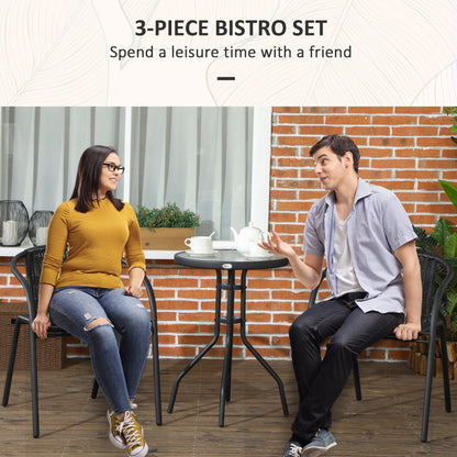 Outsunny 3 Pieces Rattan Bistro Set - Black 