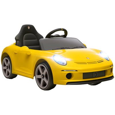 AIYAPLAY Kids Electric Car, 12V Licensed RUF GT Ride on Car with Suspension, Remote Control, Music for 3-5 Years Yellow 