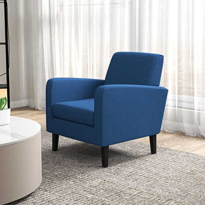 HOMCOM Linen-Look Boxy Armchair - Blue 