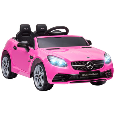 AIYAPLAY Benz SLC 300 Licensed 12V Electric Car for Kids, Kids' Electric Ride on with Parental Remote, Music Lights, Suspension Wheels for 3-6 Years, Pink 