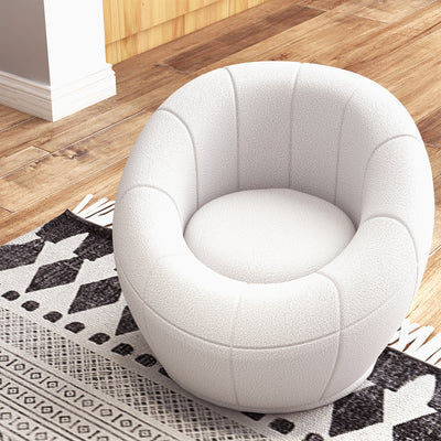 HOMCOM Modern Accent Chair, Swivel Upholstered Armchair for Living Room, Bedroom, Home Office, White 