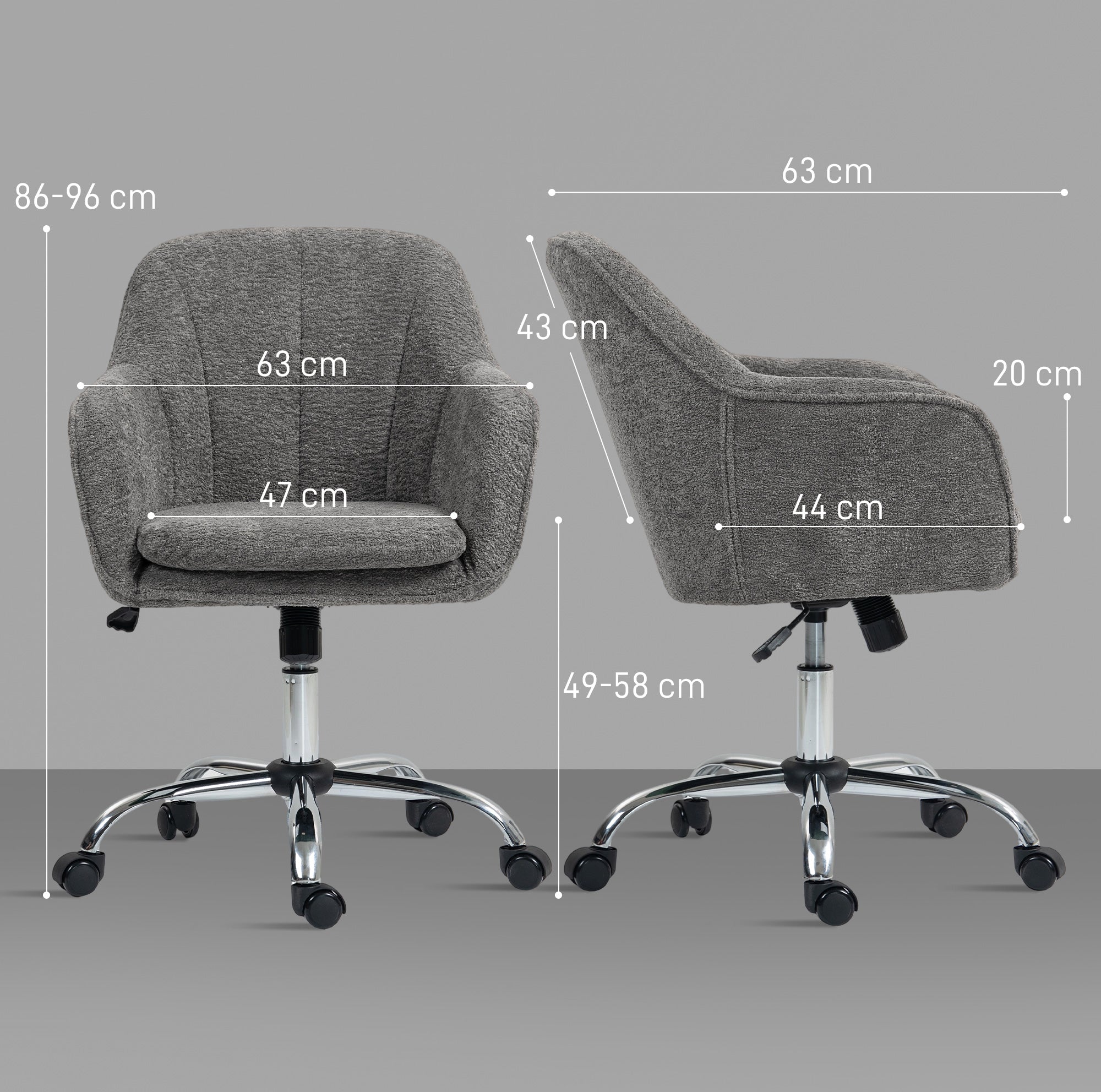 HOMCOM Velvet-Feel Office Chair - Grey