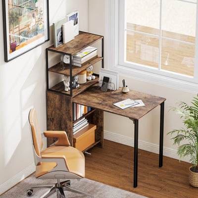 HOMCOM Folding Shelf and Work Table - Brown/Black 