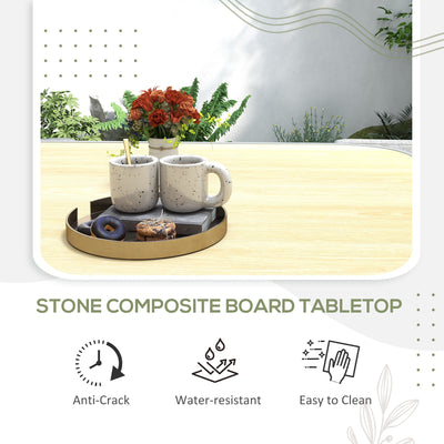 Outsunny 4 Seater Rattan Cube Garden Furniture Set with Cushions, Square Garden Dining Set with Stone Composite Board Top Table, Outdoor Dining Table and Chairs, Grey 