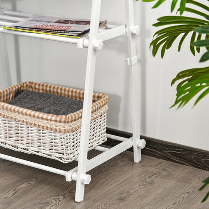 HOMCOM Minimalist Foldable Adjustable Clothes Rack Hanger w/ 2 shelves 107.5L x 45W x 150H cm Hallway Entryway Furniture - White 