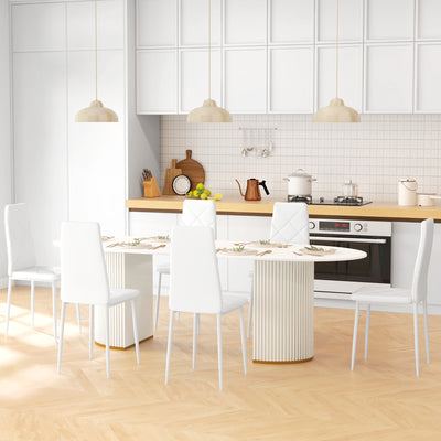 HOMCOM Set of 6 Faux Leather Dining Chairs - White 