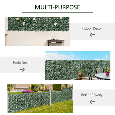 Outsunny 1-Piece Artificial Leaf Hedge Screen Privacy Fence Panel for Garden Outdoor Indoor Decor, Dark Green, 2.4M x 1M 