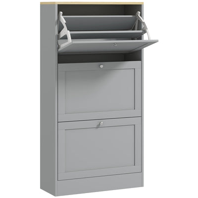 HOMCOM Modern Compact Three-Drawer Shoe Storage Cabinet - Grey 