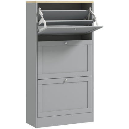 HOMCOM Modern Compact Three-Drawer Shoe Storage Cabinet - Grey