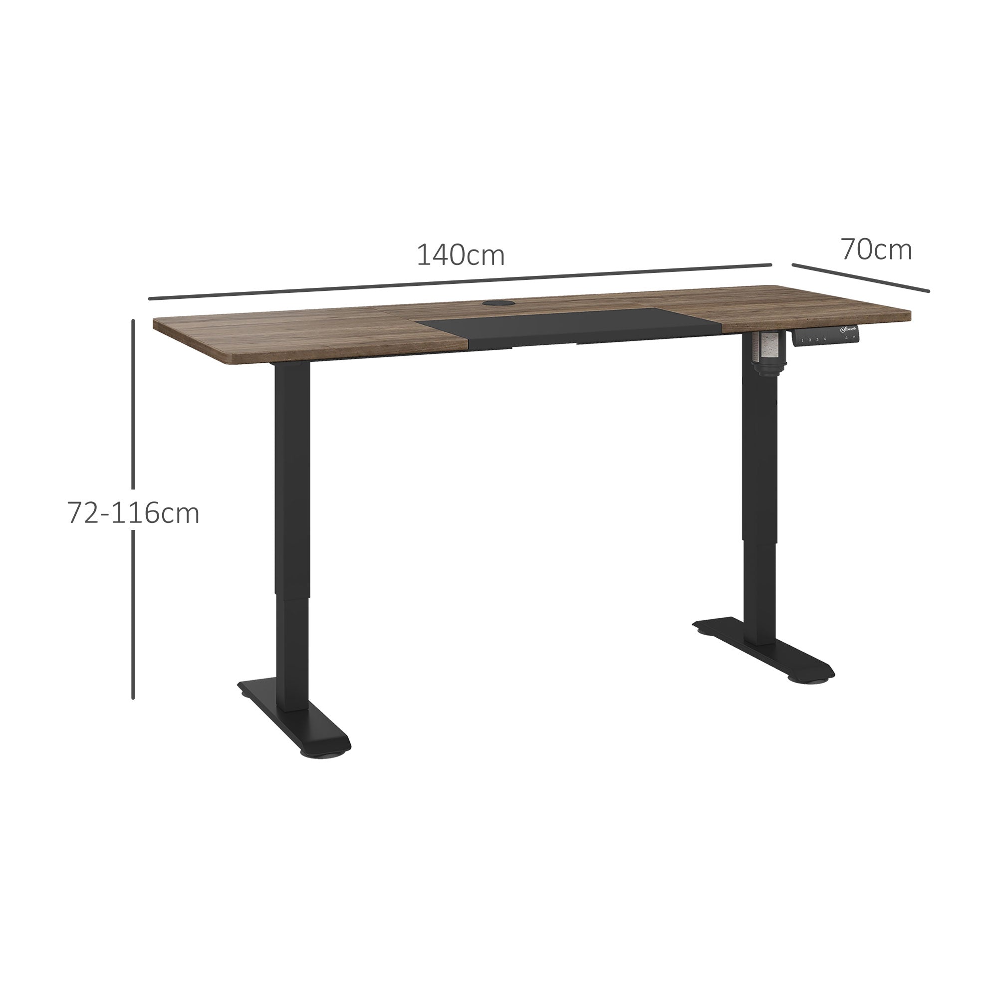 Vinsetto 72-116cm Adjustable Electric Standing Desk, with LED Display - Black 
