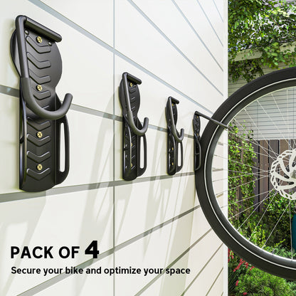 SPORTNOW 4 Pack Bike Rack, Wall Mounted Bicycle Hanger Hook, Foldable Garage Bike Wall Rack, Bicycle Storage Holder for Indoor Outdoor Use 
