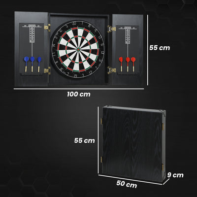 SPORTNOW Bristle Dartboard with Cabinet, 6 Steel Tip Darts, Cabinet 