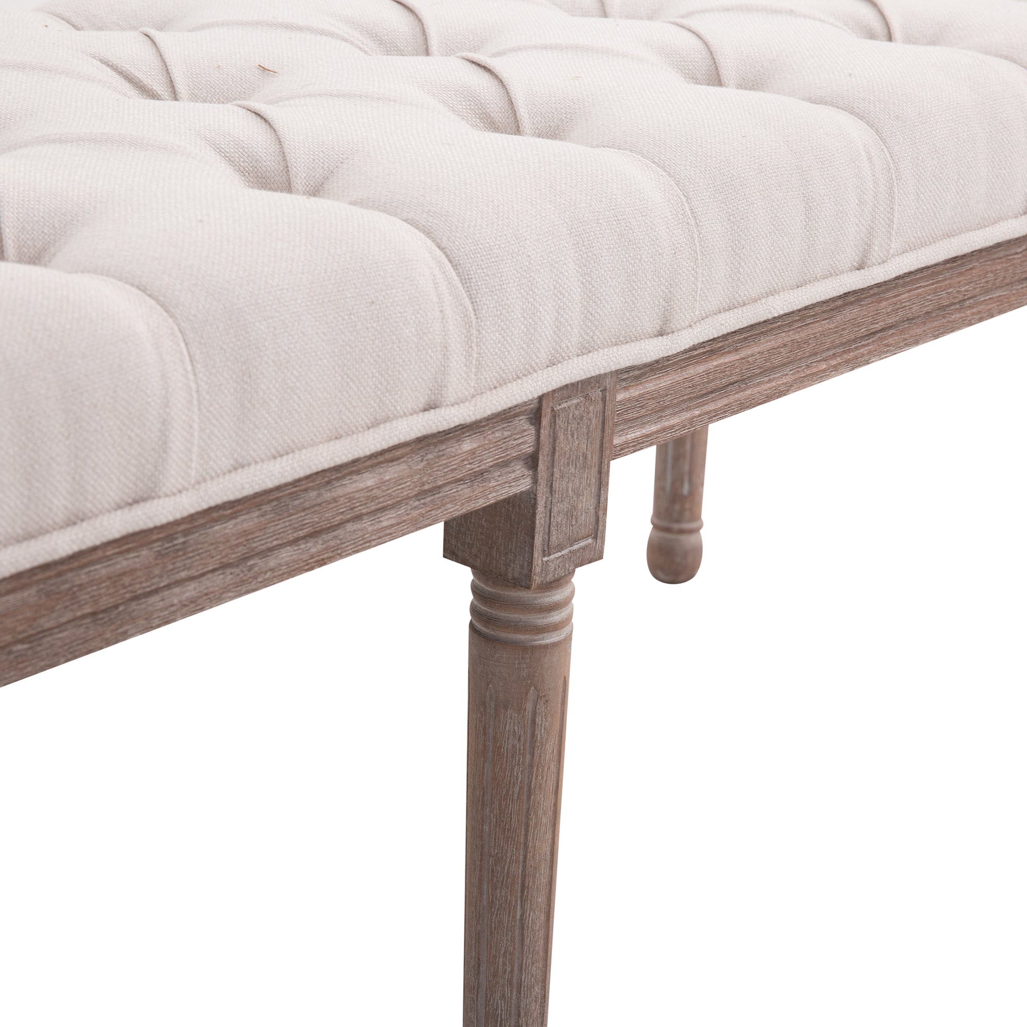 HOMCOM Bed End Side Chaise Lounge Sofa Stool Chic Button Tufted Window Hallway Seat Bench Wooden Leg Fabric Cover Padded Beige 
