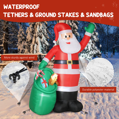 Outsunny 9ft/275 cm Christmas Inflatable Santa with Bear Sack, Giant Christmas Blow Up Decoration with Built-in LED Lights for Garden, Indoor Outdoor Home Decor 